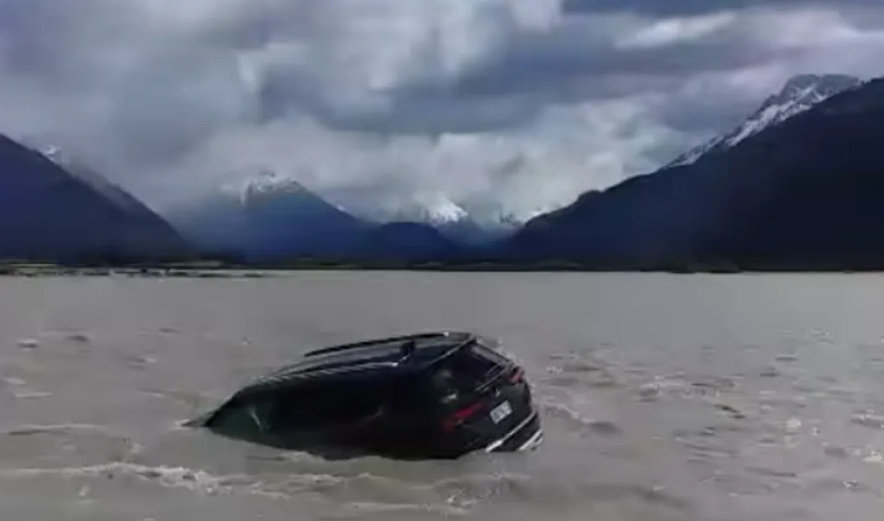 The tourists were able to get out of the car, which was carried off by the Dart River about...