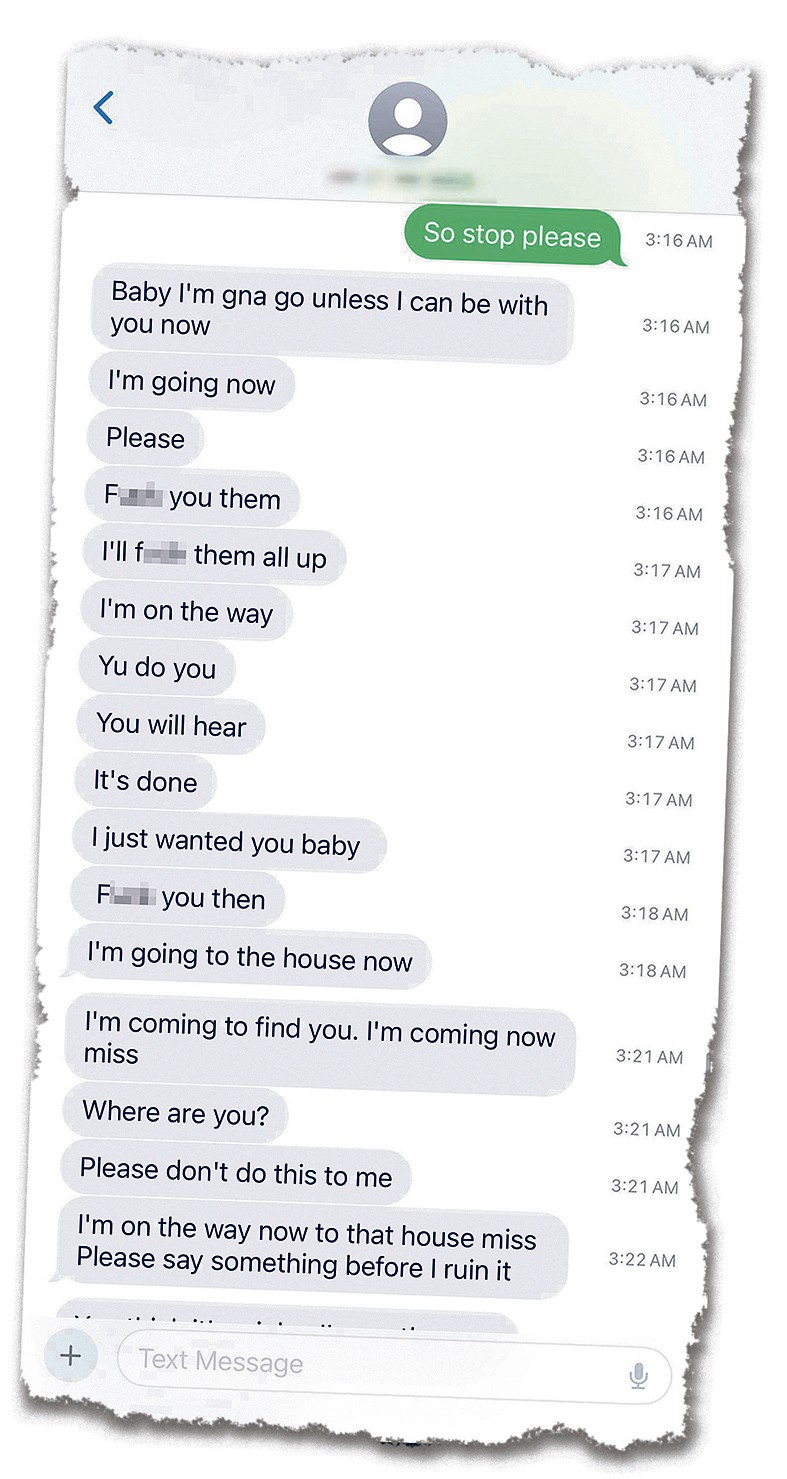 Rema Smith messaged his ex-partner incessantly before breaking into her home, stealing her car...