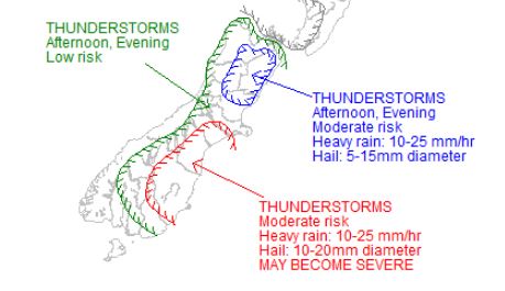 MetService thunderstorm outlook. 