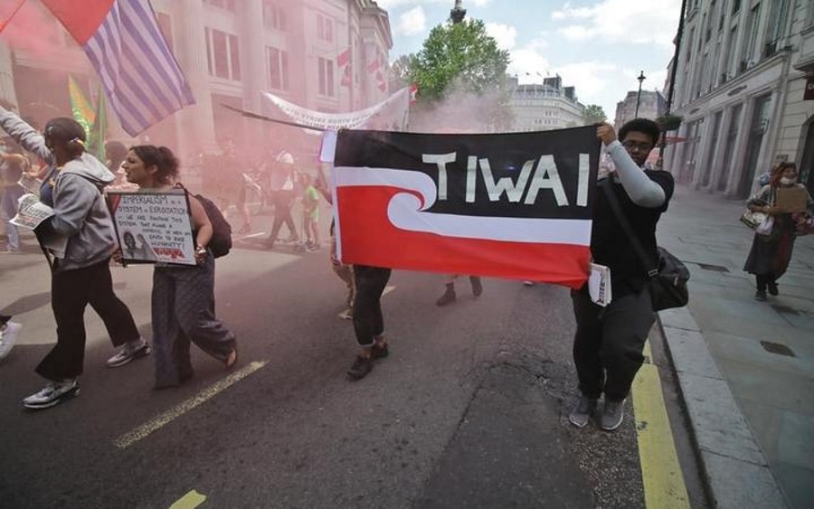 Ariana Sutton arranged for protesters against Rio Tinto in London this month to carry a flag...