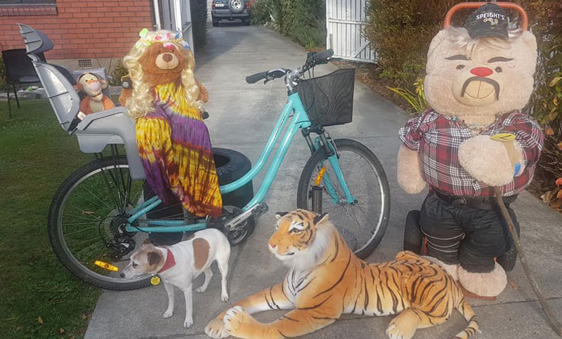 Alice McDonald dressed her teddy bears as "Tiger King" stars Carole Baskin and Joe Exotic on...