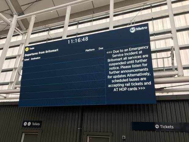 Auckland Transport is calling the derailing an "Emergency Service Incident". Photo: Michael...