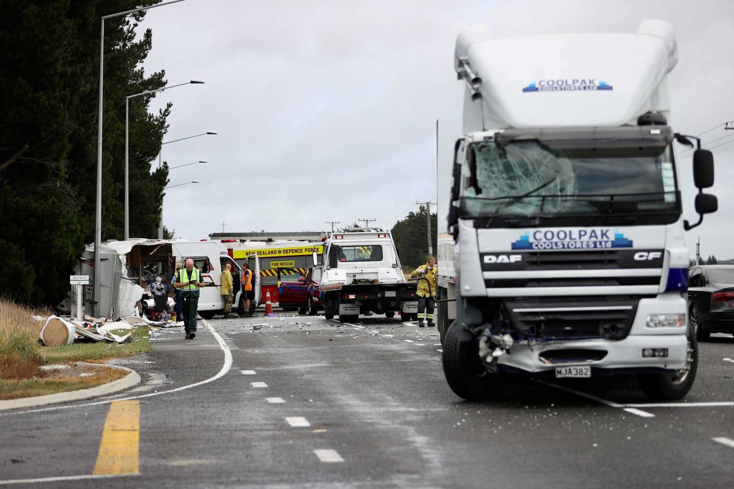 The crash in Burnham appears to be between a campervan and a truck. Photo: George Heard