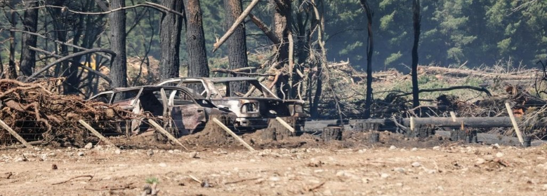 The fire at Southbridge destroyed two sheds housing vintage cars. PHOTO: RNZ