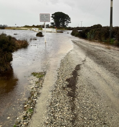 Flooding has closed Waghorn Rd near Waituna Lagoon. Photo: Southland District Council