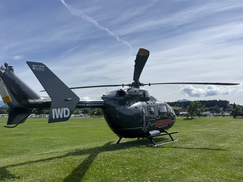 The helicopter at the scene at Pembroke Park. Photo: Evie Sinclair