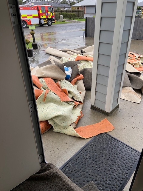 Carpet ripped up at the Clementsons’ house, Westport. Photo: Supplied 