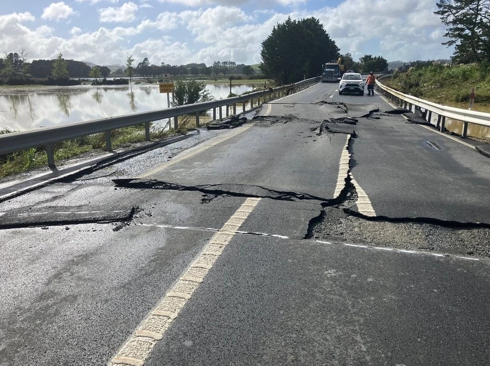 The flood-damaged Whakapara Bridge, on State Highway 1 north of Whangārei. Photo: NZTA