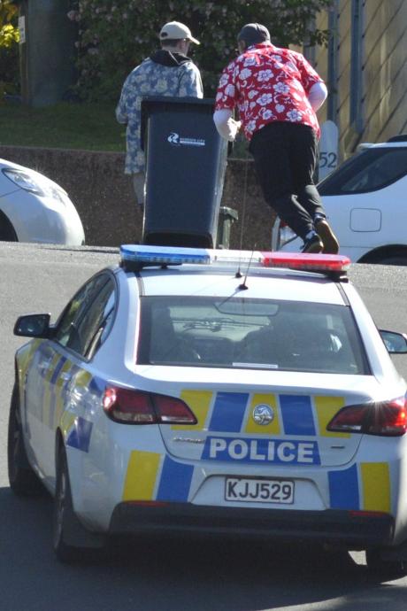 The riders scarper after police arrive on the scene.PHOTOS: GERARD O'BRIEN