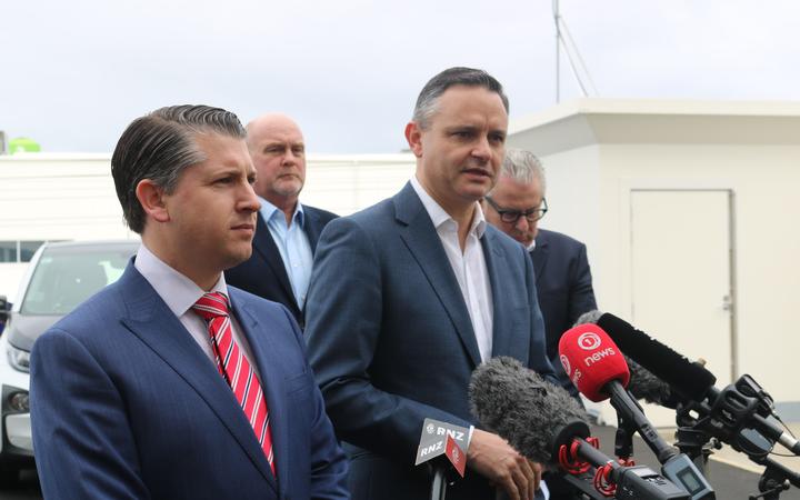 Transport Minister Michael Wood (left) and Climate Change Minister James Shaw announced the...