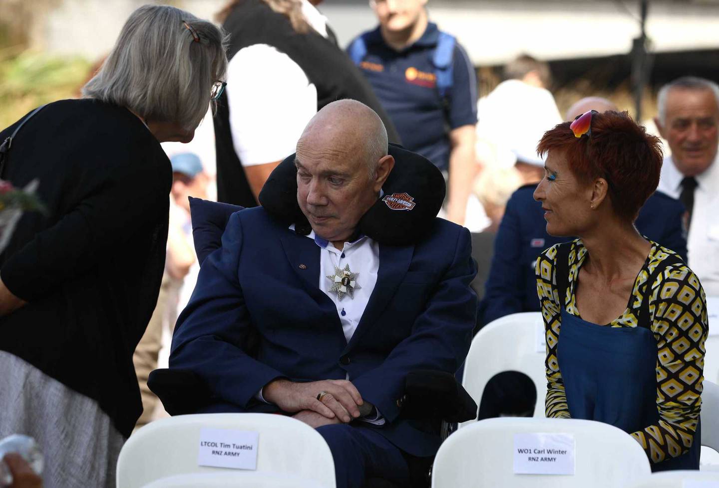 Sir Bob Parker and his wife Lady Jo at the service today. Photo: George Heard